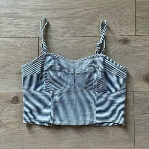 Universal Thread Blue and White Striped Crop Top